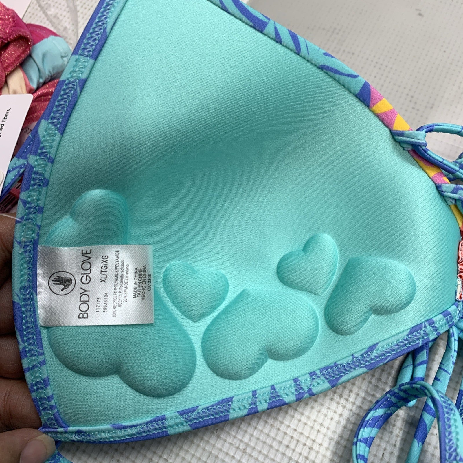 Body Glove Baby Love Molded Cup Triangle Push Up Bikini Top Swimsuit XL Tropical