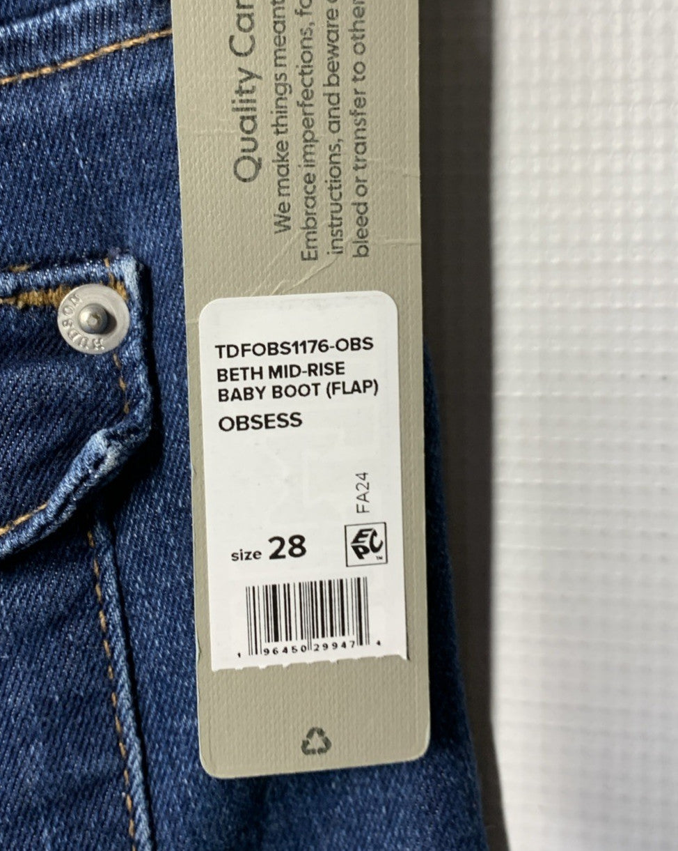 Hudson Beth Mid-rise Obsess Baby Boot Jean Women's Long Pants Size w/Pockets 28