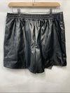 Grace Karin Women's Pleather Pull Up Elastic Waist Skort Size L Casual Black