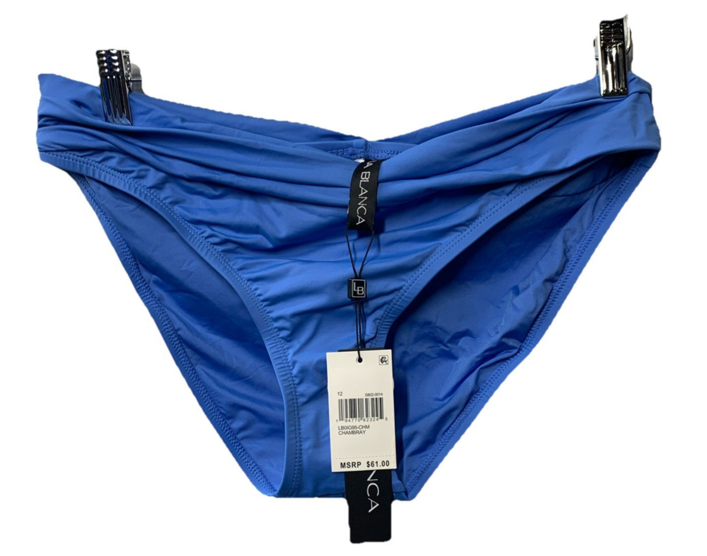 La Blanca LB0IG95 Island Goddess Shirred Band Hipster Bikini Bottom Chambray 12