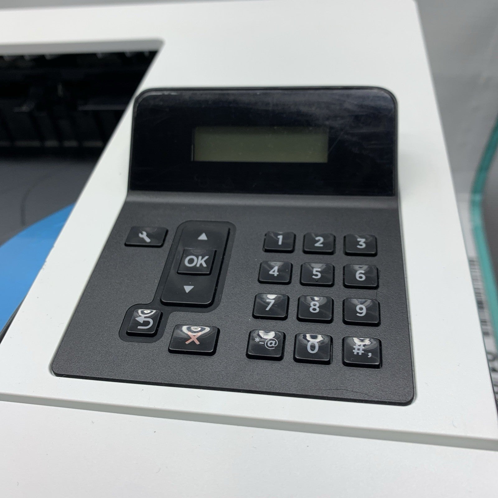 HP LaserJet Pro M501dn Printer 550 Sheet Paper Tray Black White LCD Display Back