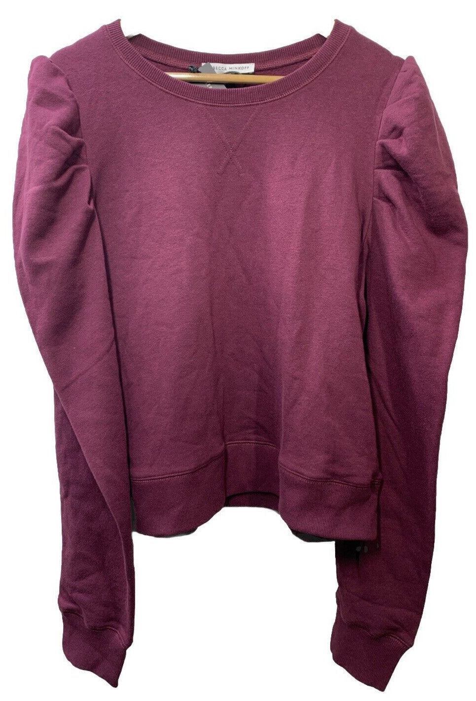 Rebecca Minkoff Janine Pink Puff Ruffle Sleeve Sweatshirt Large Cottage Size L