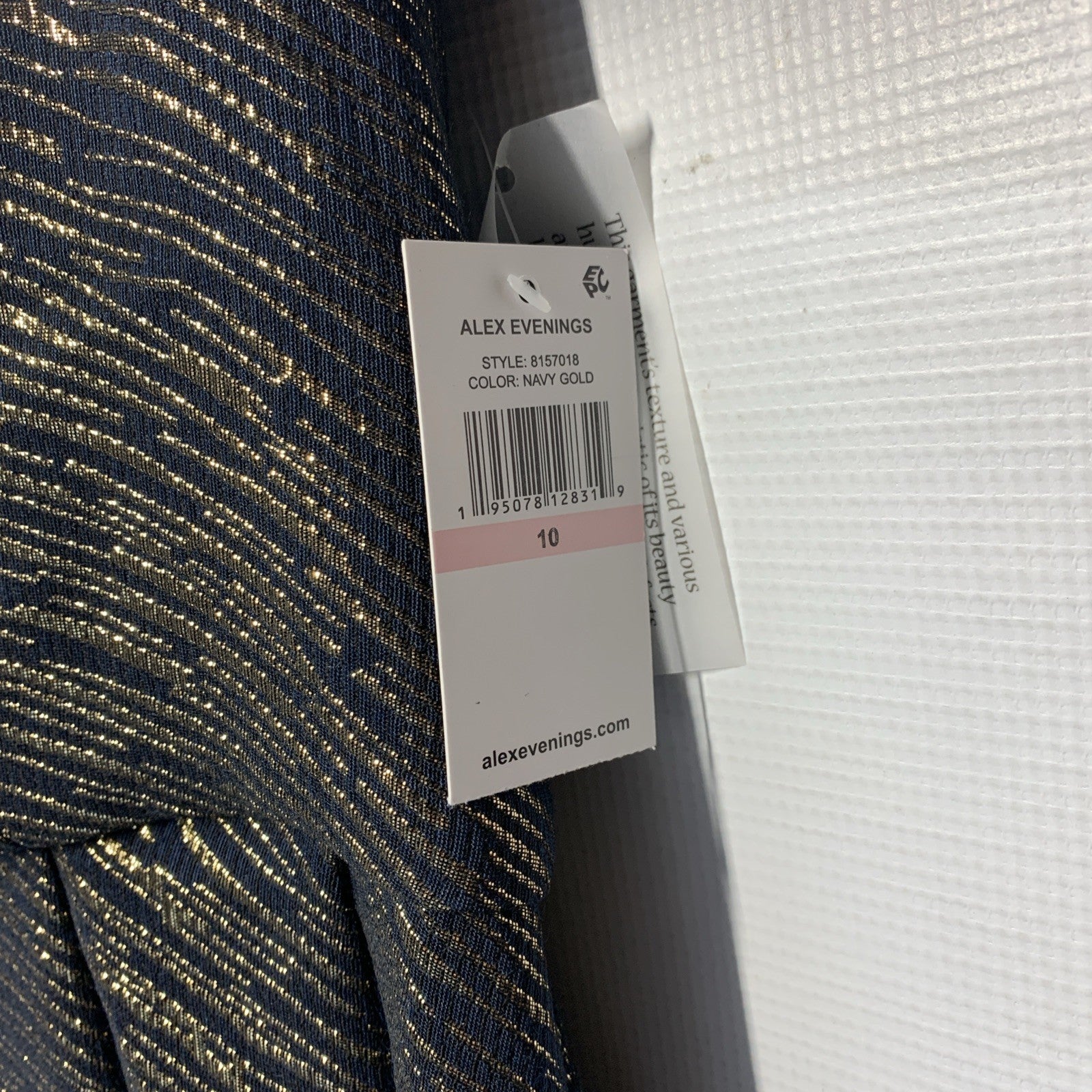 Alex Evenings Off Shoulder Jacquard Long Dress Elegant Size 10 with Pockets