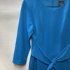 Adrianna Papell Women's Knit Crepe Tie Waist Sheath Size 10 Blue Coast Zip Back