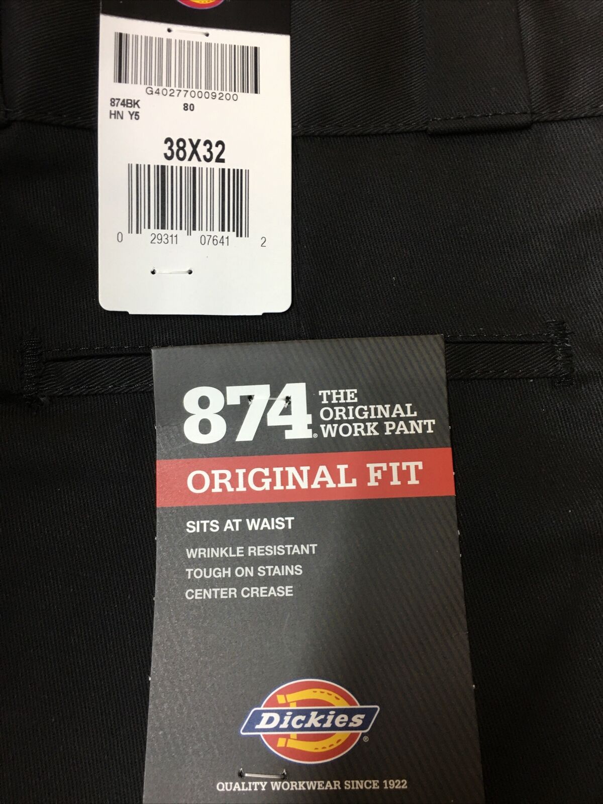 Dickies 874 Pants Mens Original Fit Classic Work Uniform Bottoms 38wX32L Black