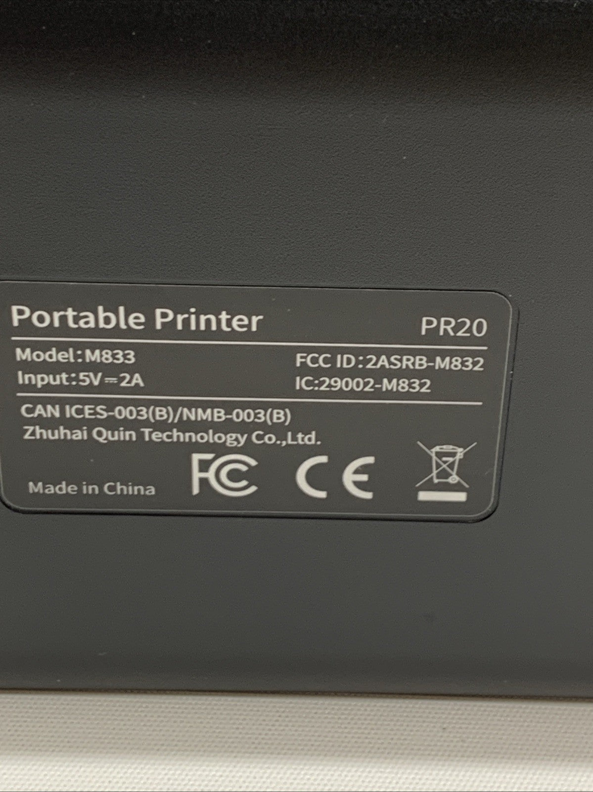 Portable Printer M833 Black for Travel Bluetooth Thermal Supports 8.5 x 11 Inch