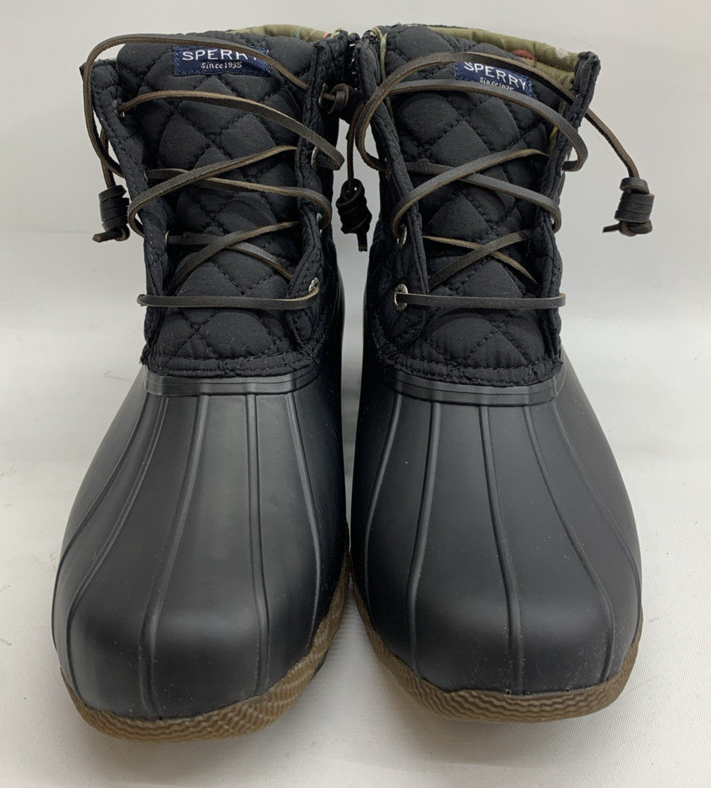 Sperry Women's Saltwater Quilted Bootie Boots Size 9W Black STS94063 Waterproof