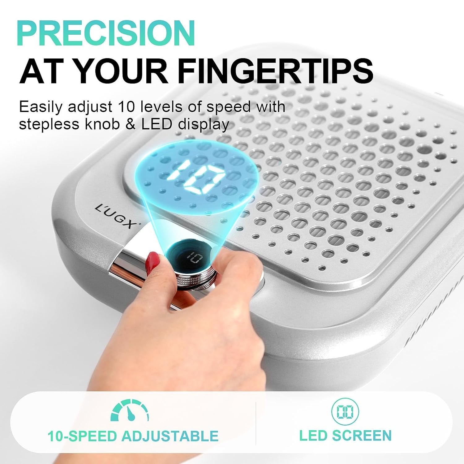 L'UGX Professional Nail Dust Collector for Acrylic Nails with 2 Reusable Filters
