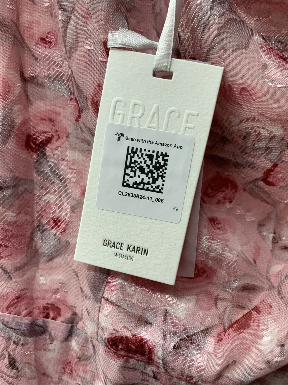 Grace Karin Dress One Shoulder Asymetrical Hem Wedding Guest Size 6 Floral Pink