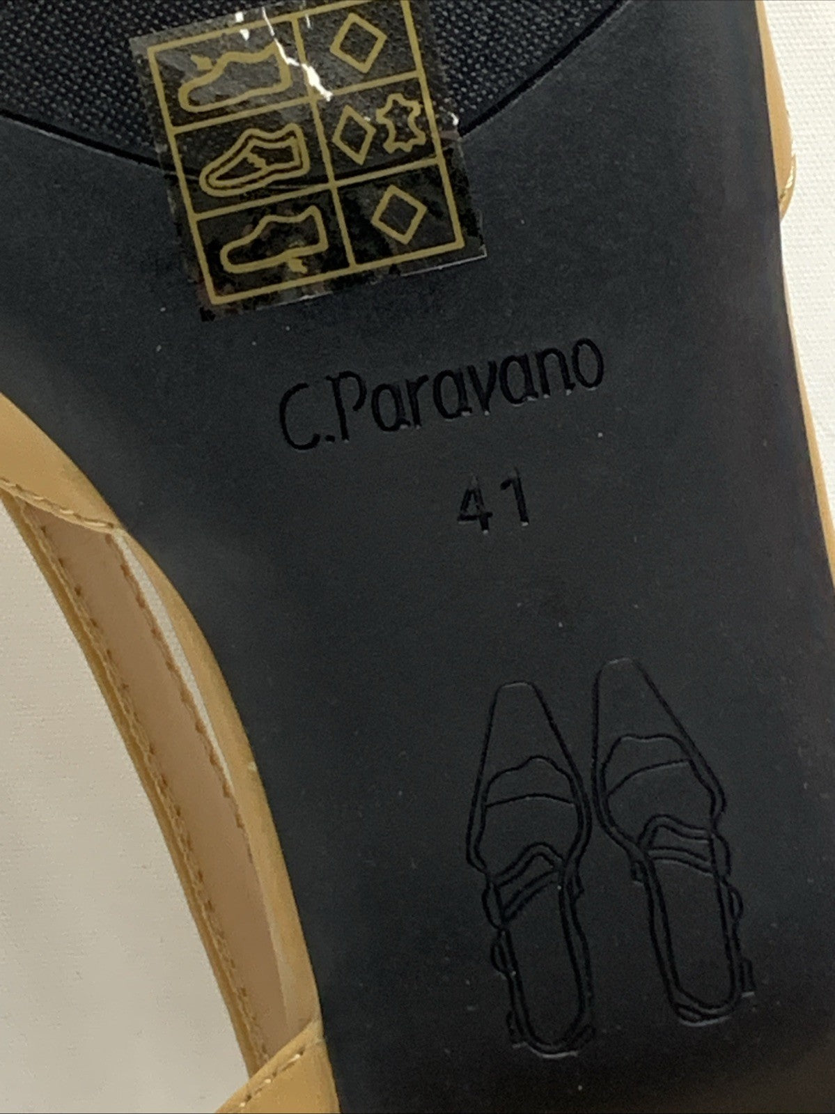 C. Paravano Women's Pointy Slingback Flat Shoes Tan Size 10.5 Pointed Toe Sandal