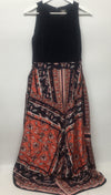 Vince Camuto sleeveless persimmon V-neck dress in size 10, featuring a handkerchief hem, from the Women's Clothing collection.