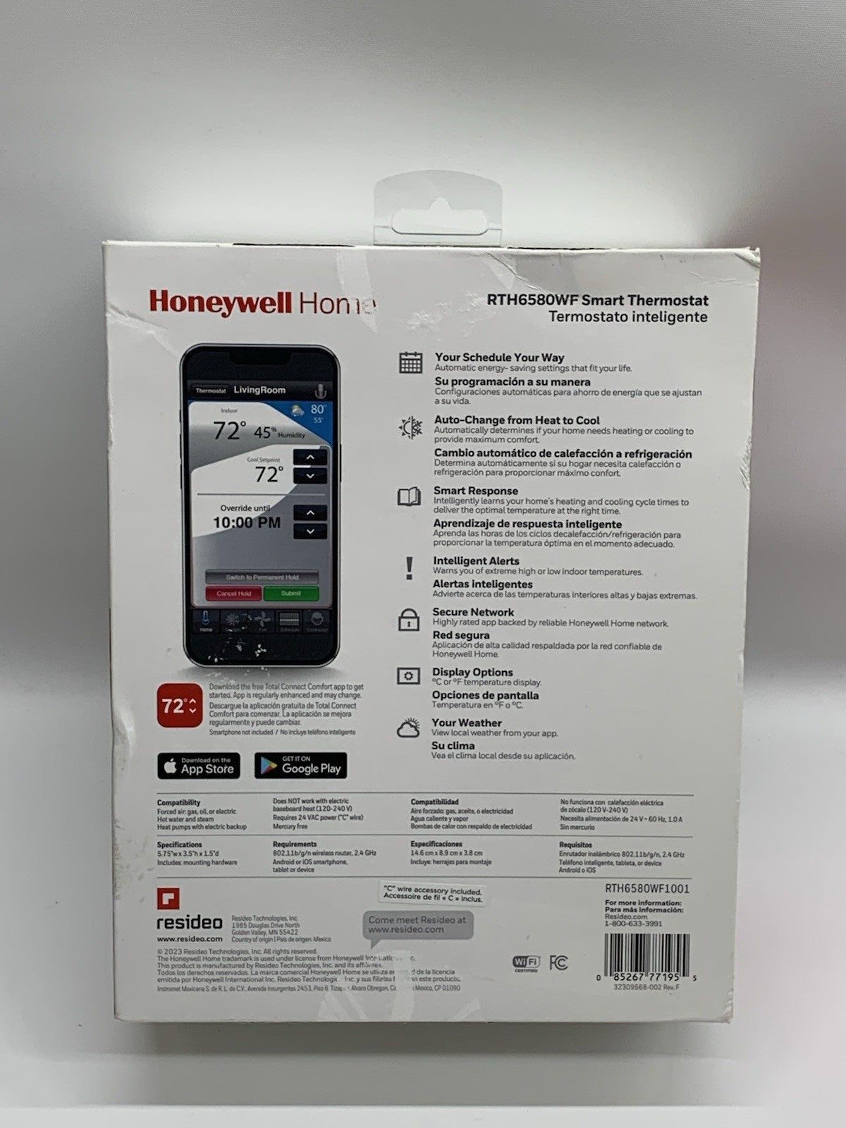Honeywell Wi-Fi 7-Day Programmable Smart Thermostat RTH6580WF Control Anywhere