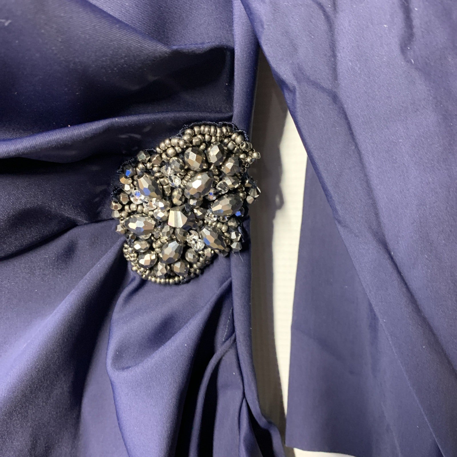 Alex Evenings Women's Rhinestone Side Wide Surplice Sheath Dress 3/4 Sleeve 10