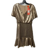 MONIQUE LHUILLIER ML Gold Sequin Embellished Flounce Dress Size 2 Short Sleeve