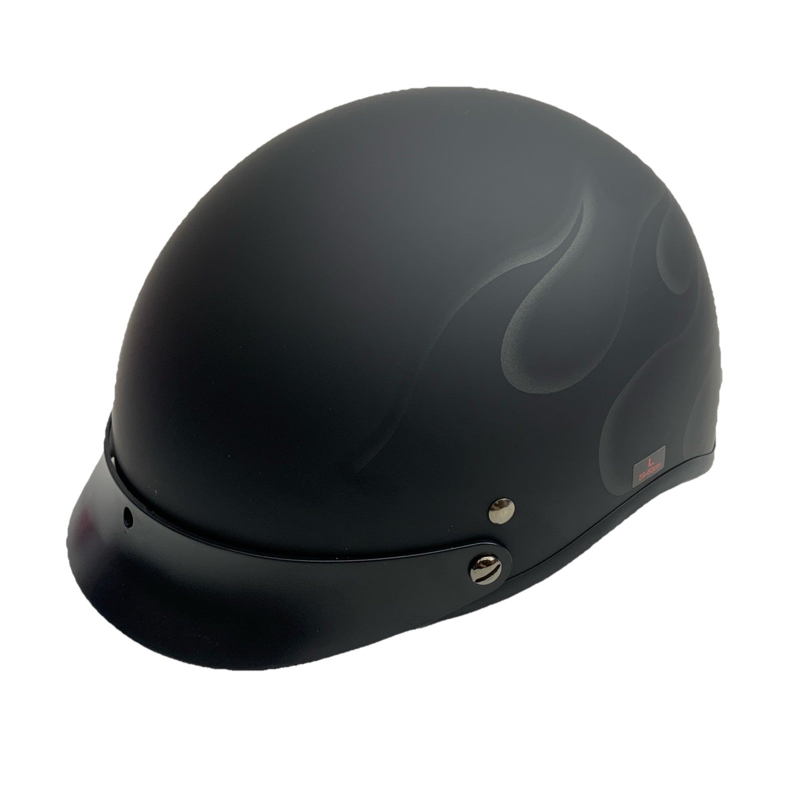 VCAN Cruiser Solid Flat Half Face Motorcycle Helmet Matte Black/Flame Large