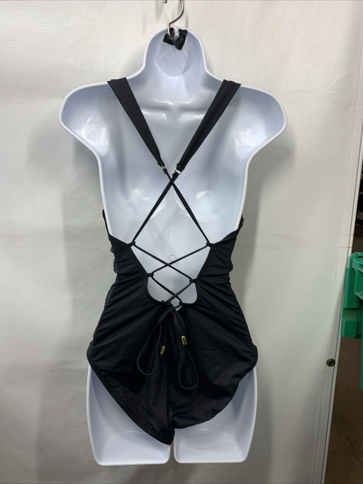 Instant figure High-Neck Shirred One Piece Swimsuit Slimming Tummy Control Sz 10