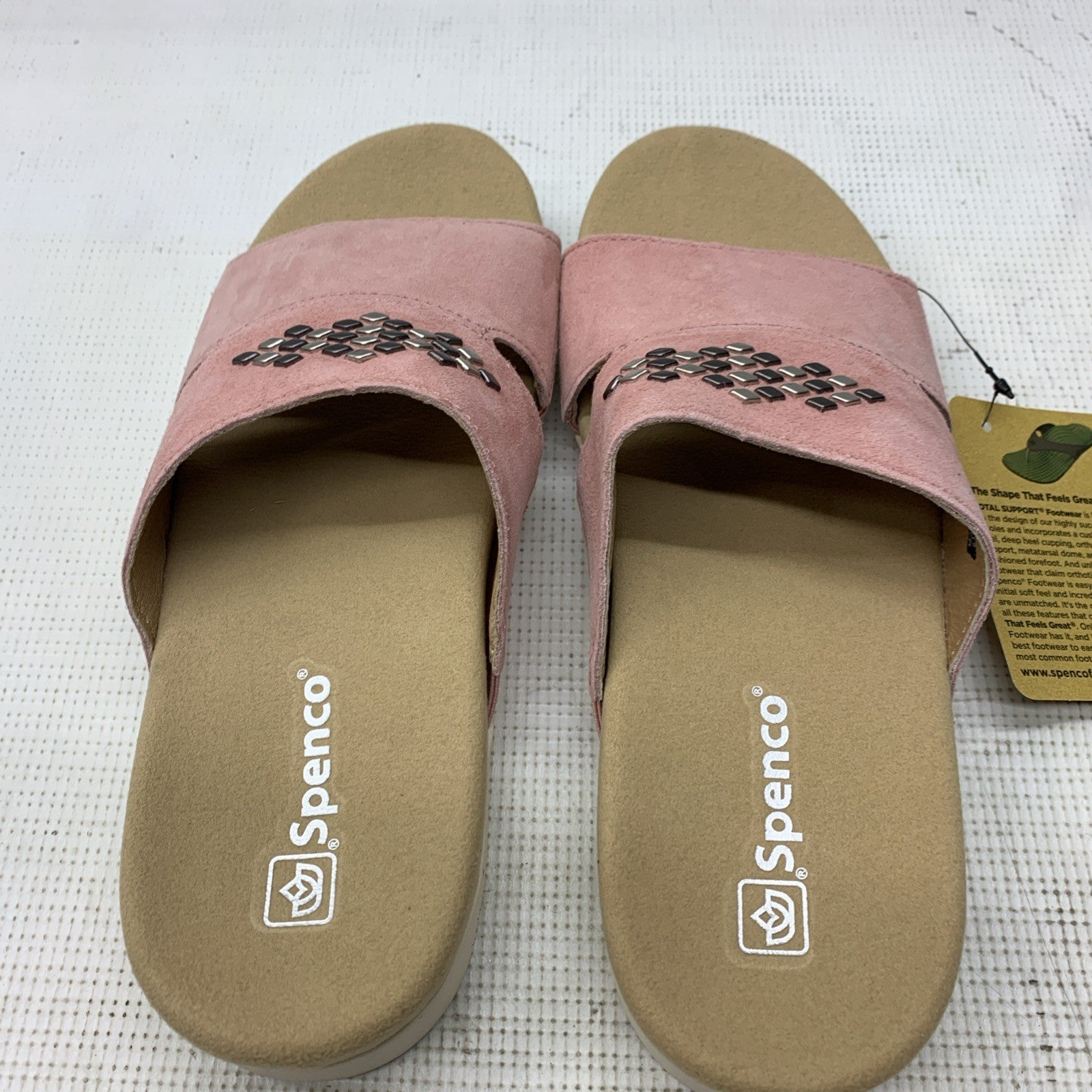 Spenco Women's Twilight Stud Slide Sandal Slip On Size 8B Coral Cloud Open Toe