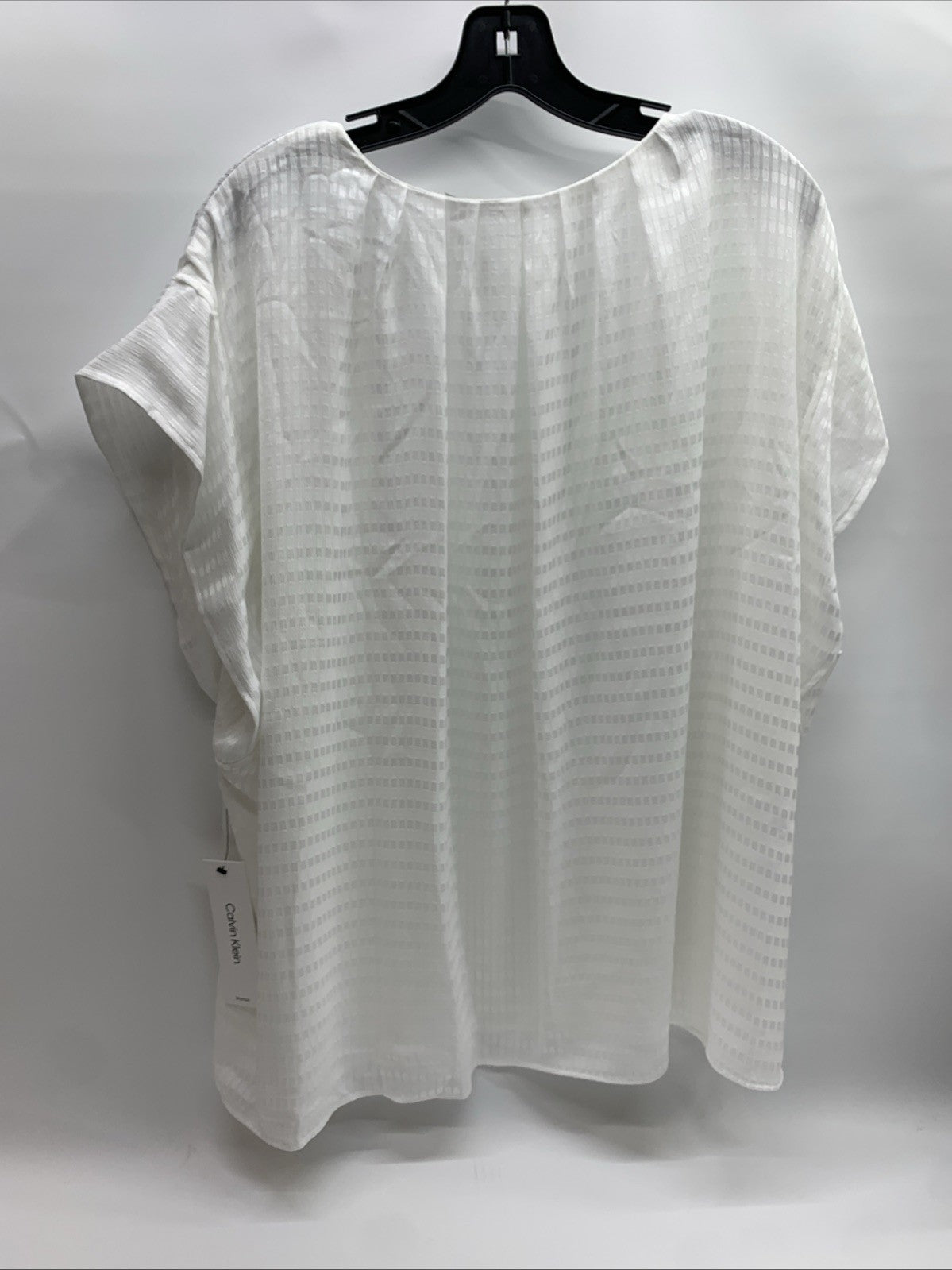 Calvin Klein Women's Short Sleeve Jaquard V-nevk Top White W4DAQ679 Size 3X