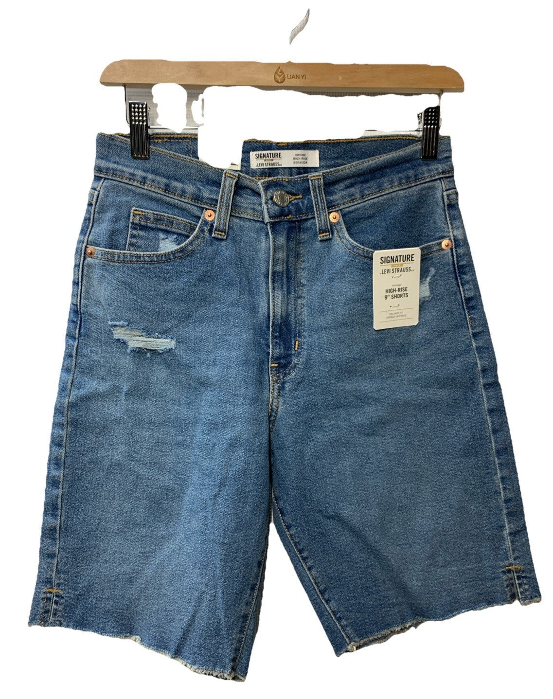 Levi Strauss High-Rise 9” Shorts Relaxed Fit Vintage Inspired Size 4/27W Blue