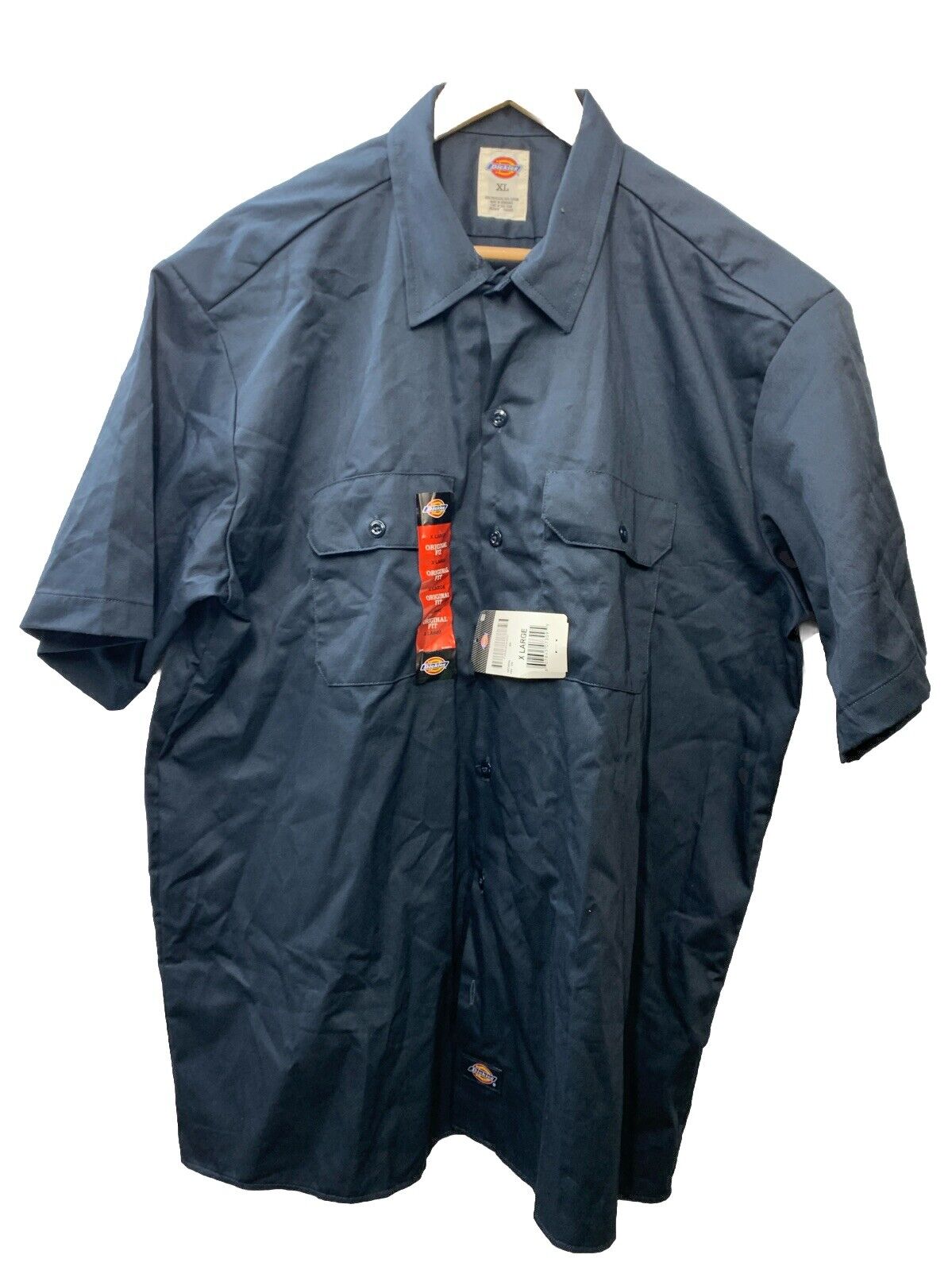 Dickies Men's 1574 Short Sleeve Work Shirt Dark Blue Size XL Collared 1574DN