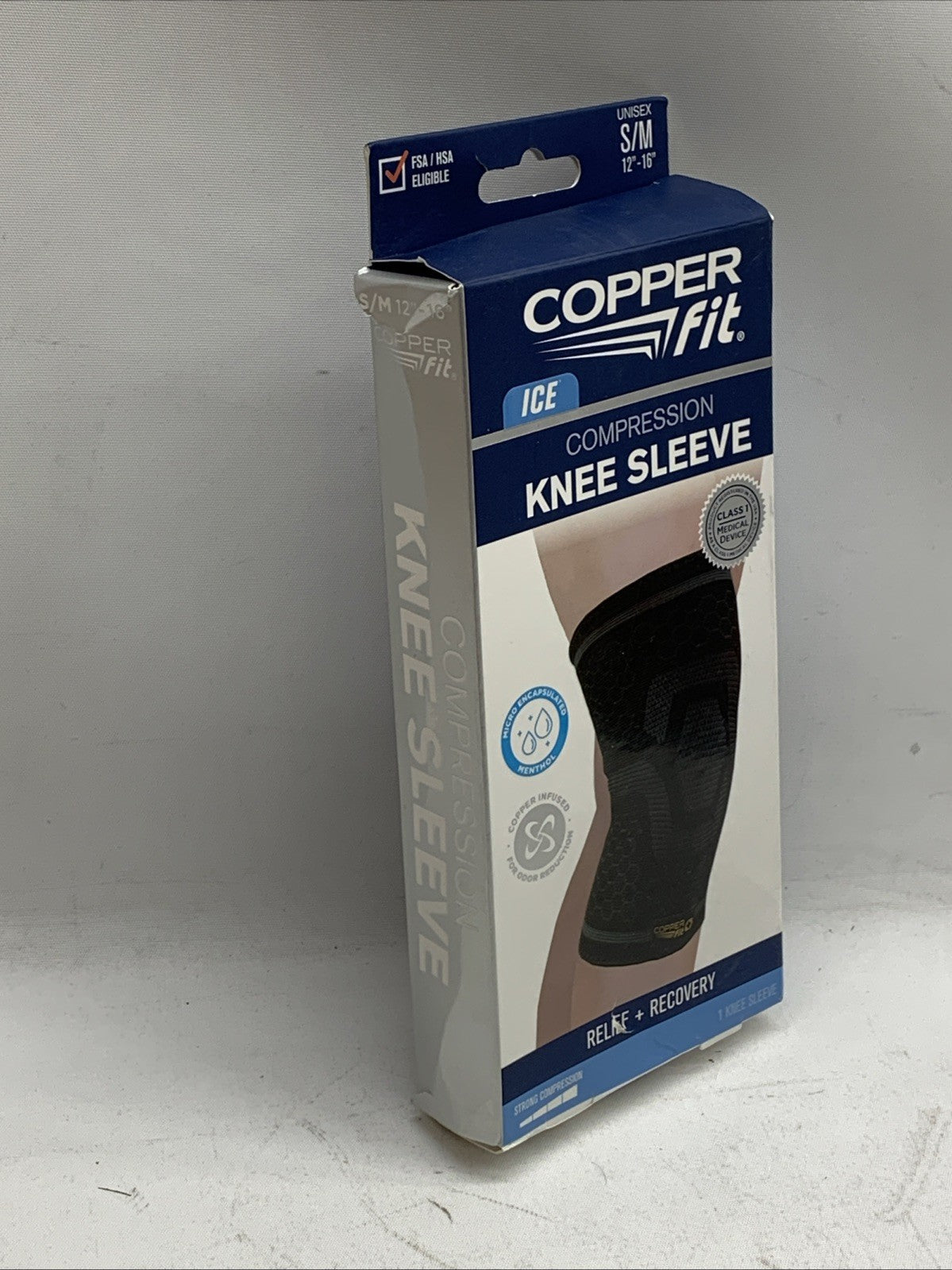 Copper Fit Ice Menthol Infused Breathable Knit Compression Knee Sleeve S/M