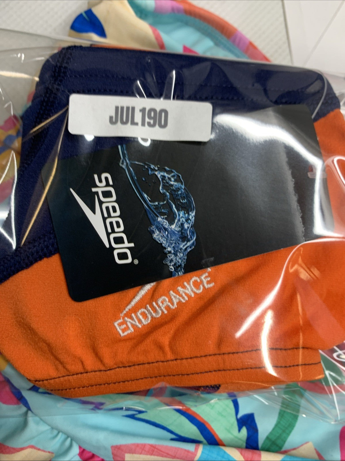 Speedo Boy's  Swimsuit Brief Endurance+ Team Colors Blue Orange 38 Underwear
