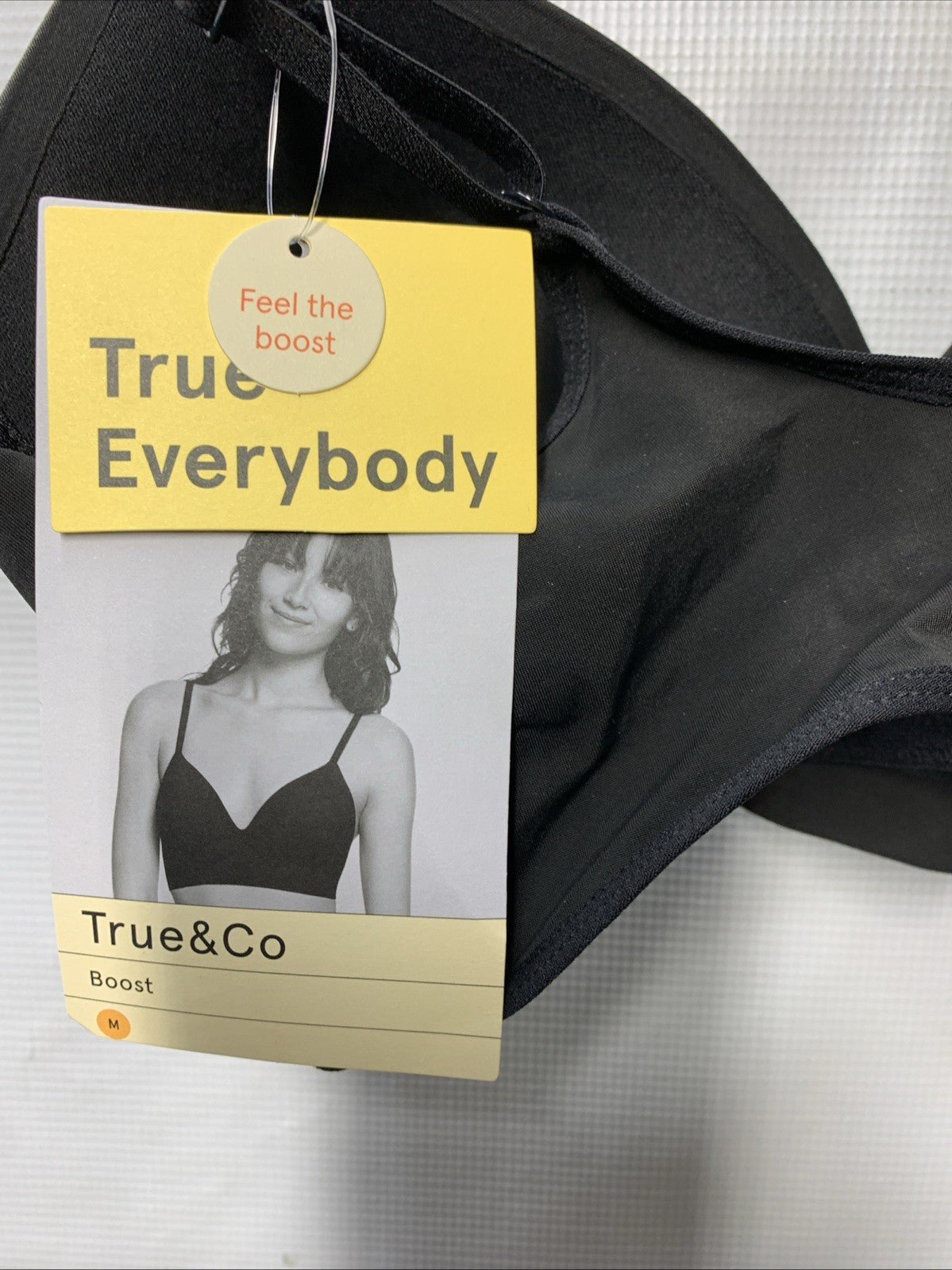 True & Co. True Everybody Boost Plunge Bra Women's Black Size M Wireless Push Up