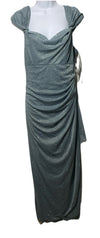 Alex Evenings Women's Long Cold Shoulder Dress Formal Wedding Sea foam Size 16