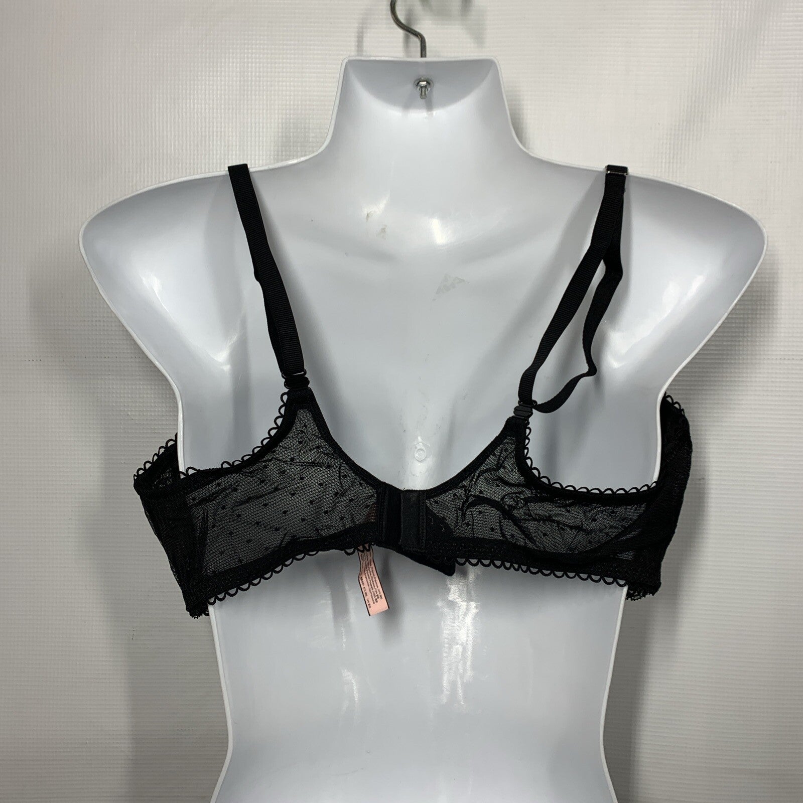 DOBREVA Women's Sexy Lace Bra Underwire Balconette Unlined Demi Sheer Black 42D