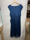 DKNY Women's Striped Chiffon Sleeveless Layered Faux Wrap Belt Dress Size 14