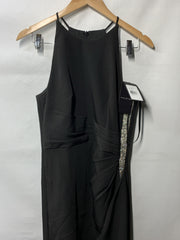 HALSTON Women's Annika Gown Dress Stretch Crepe Halter Black Sleeveless Size 8