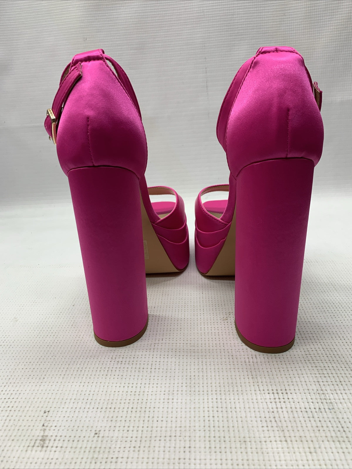 Vivianly Women Platform Ankle Strap Open Toe Chunky Block High Heels Rose Red 8