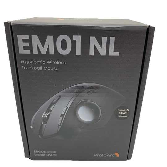 ProtoArc EM01 NL Ergonomic Bluetooth Wireless Trackball Mouse Rollerball Thumb