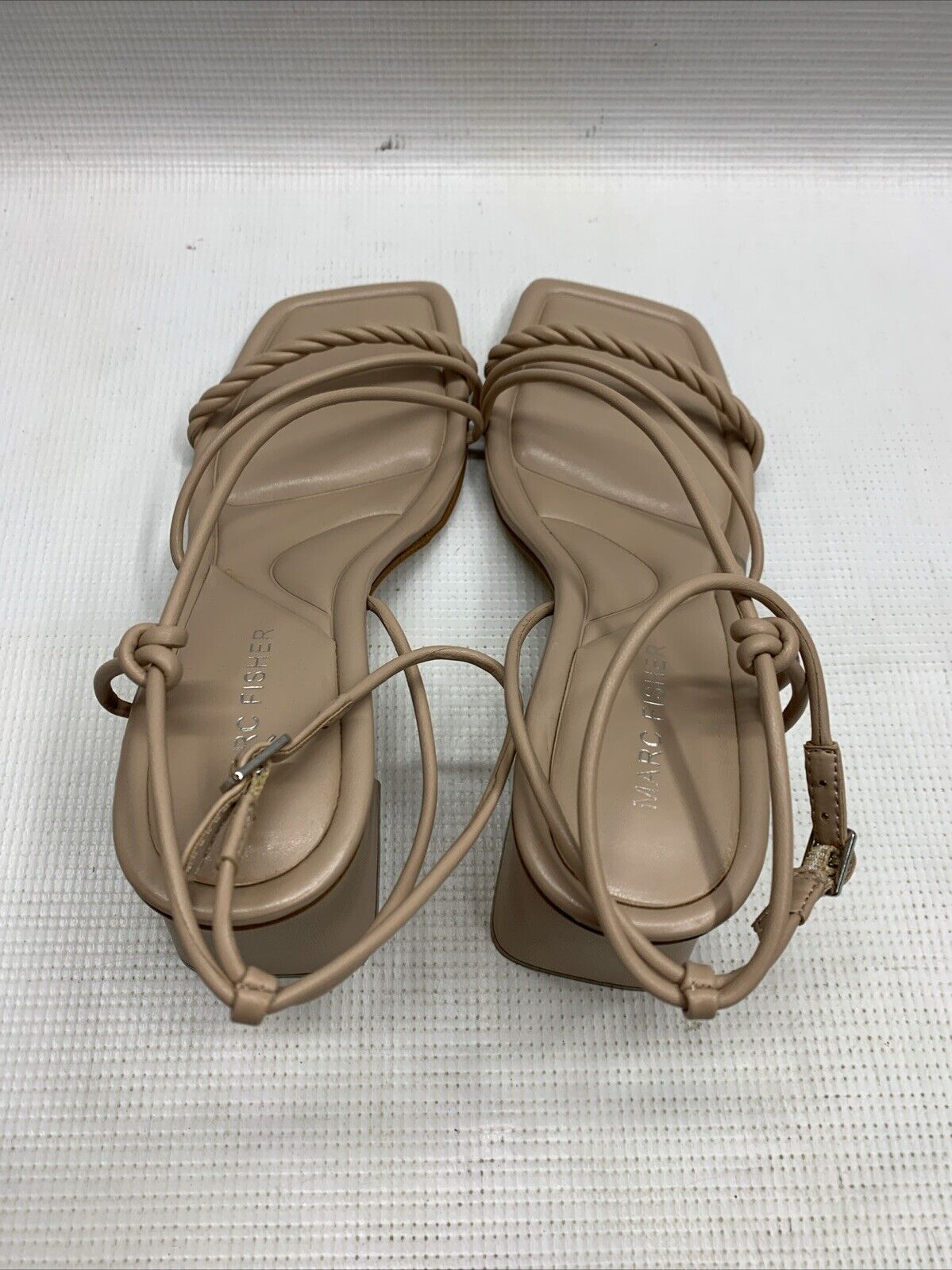 Marc Fisher Women's Meggiane Heeled Sandal Size 8M Lite Latte 110 Buckle Closure