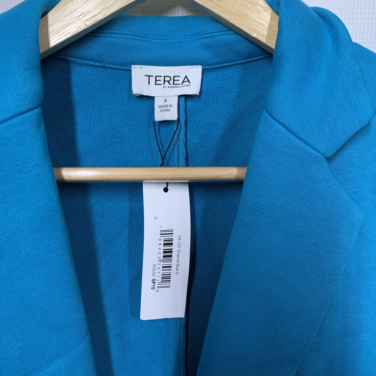 Women’s Terea Size 8 Enamel Blue Casual Amora French Terry Blazer Long Sleeve