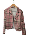GRACE KARIN Women Business Casual Cropped Blazer Pink Plaid Small Long Sleeve