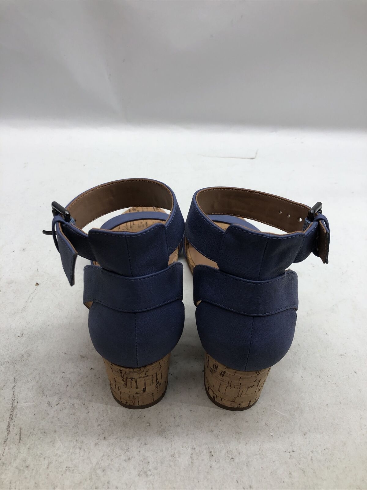 Women's Aerosoles Willowbrook Ankle Strap Wedge Sandal Mid Blue Open Toe Size 6