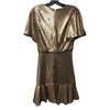 MONIQUE LHUILLIER ML Gold Sequin Embellished Flounce Dress Size 2 Short Sleeve