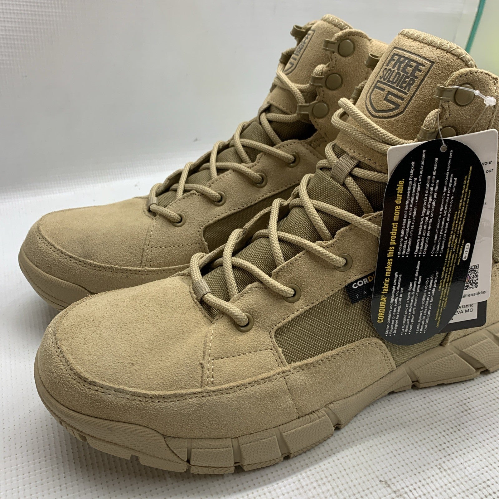 FREE SOLDIER Men's Tactical Military Combat Work Boots Tan Size 12 Waterproof