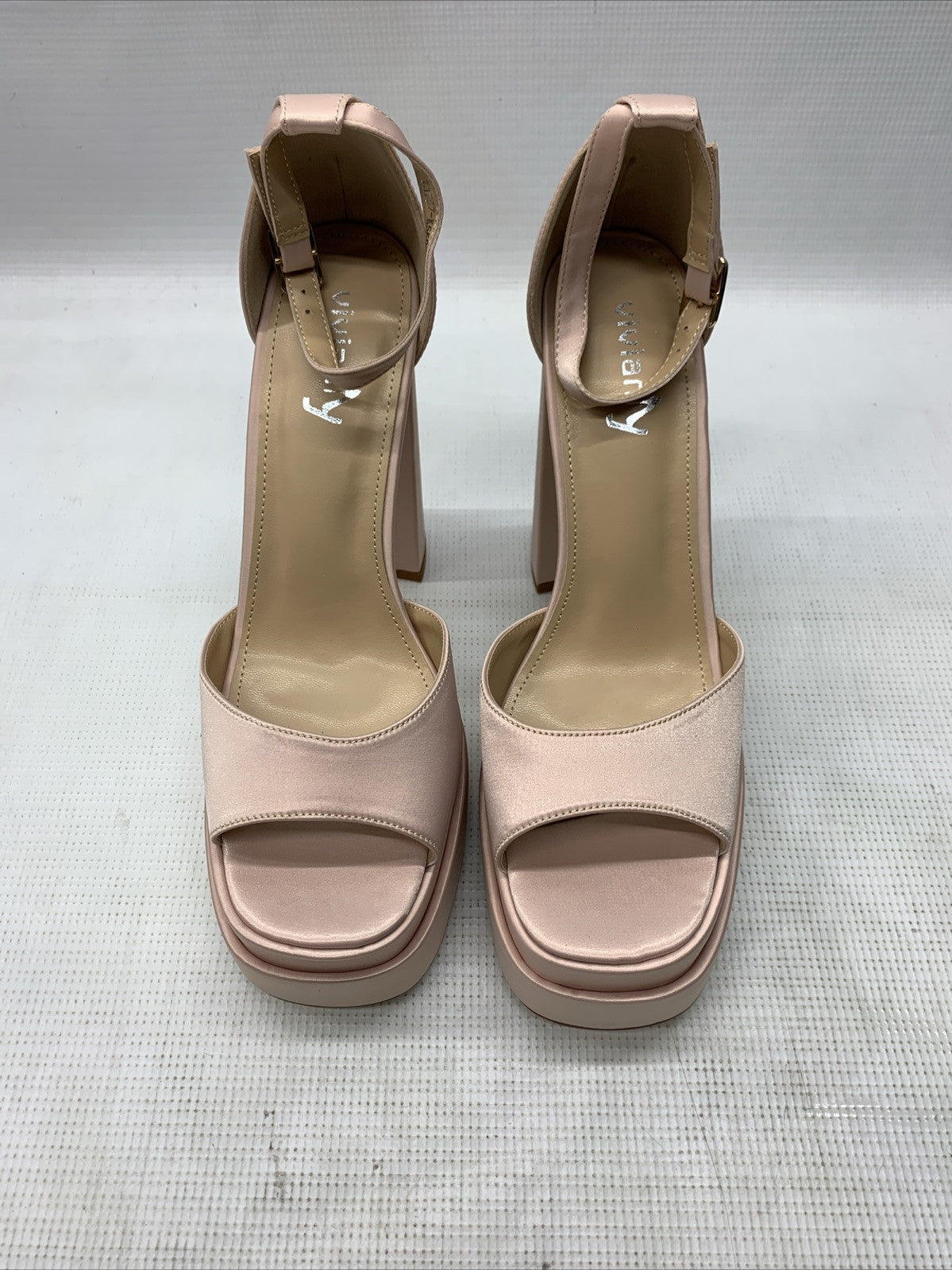 Vivianly Womens Platform Ankle Strap Open Toe Chunky Block High Heels Nude Sz 9