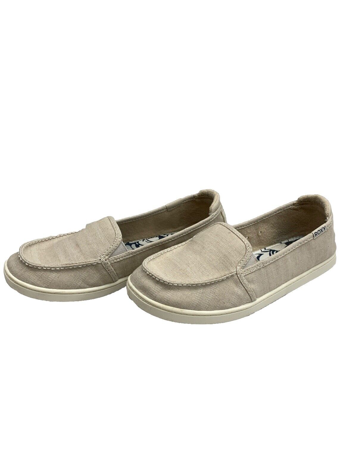 Roxy Women's Minnow VII Slip-on Sneaker Shoe Oatmeal Cream Tan Womens Size 9.5