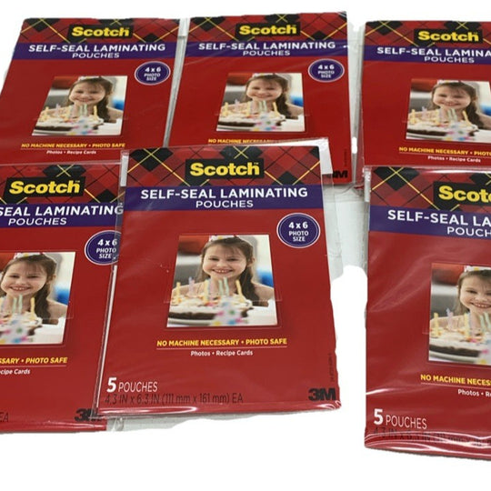 3M Scotch Self-Sealing 4x6 Gloss Finish Laminating 30 Pouches Total