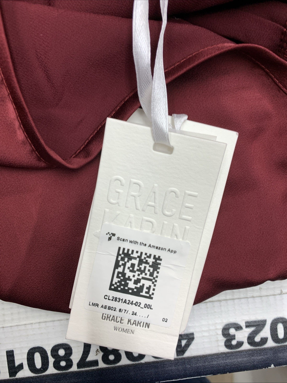 GRACE KARIN 3/4 Ruffled Sleeve Work Elegant Satin Silk Blouse Size Large Red