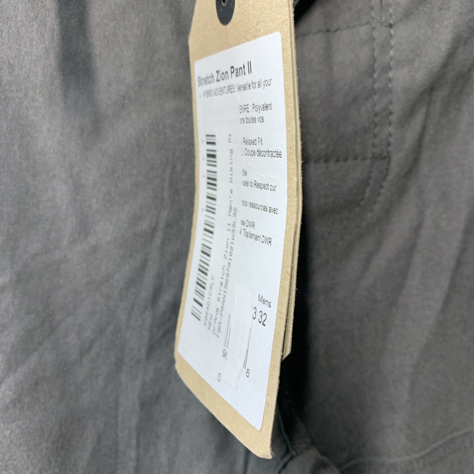 prAna Stretch Zion Pant II 33Wx32L Men's Dark Iron Relaxed Straight Leg Jean