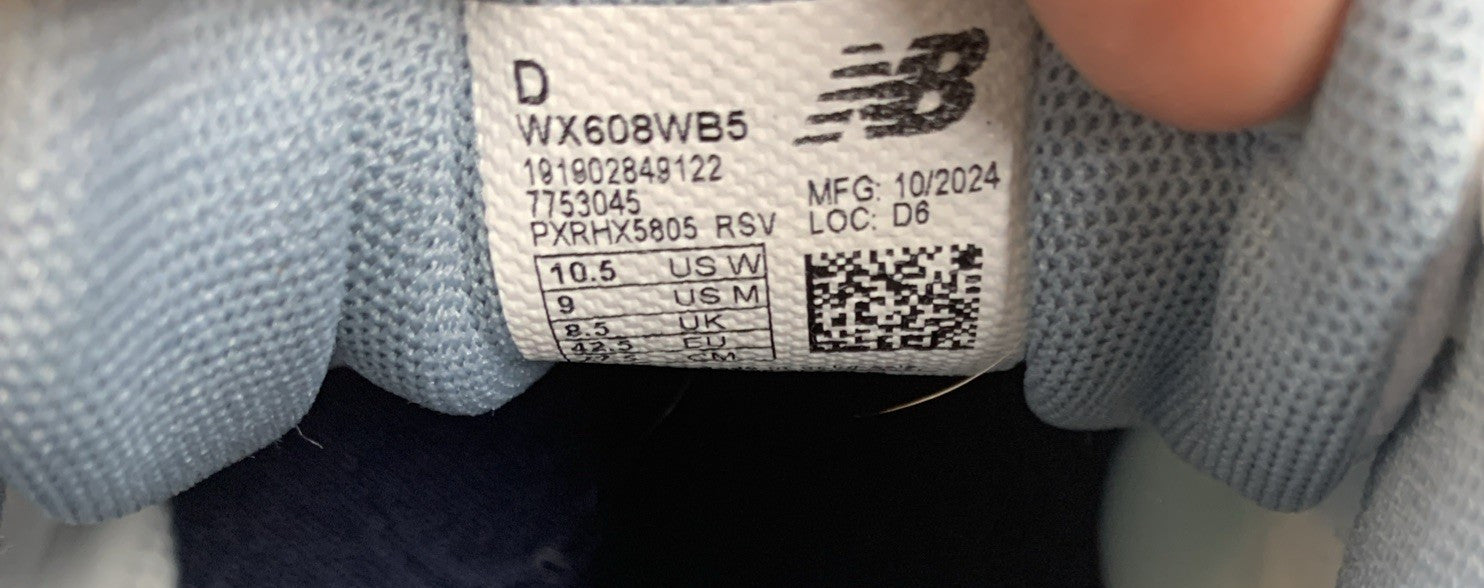 New Balance 608 V5 Womens 10.5 Men's 9 Walking Shoes White Blue Casual Sneakers