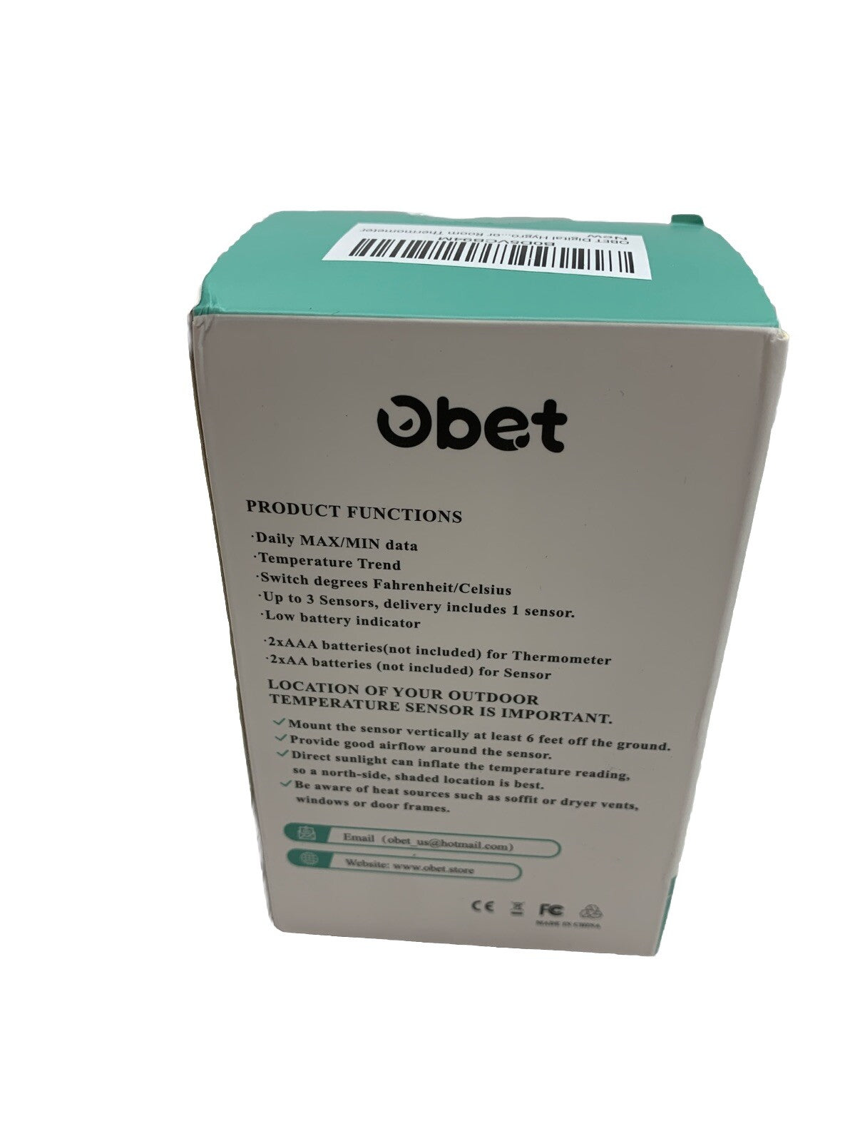 OBET Indoor Outdoor Thermometer Wireless Outdoor Thermometer Digital Thermometer