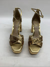 Sam Edelman Jullian2 Women's Platform Gold Sequins 8.5 M Open Toe Heel Sandal