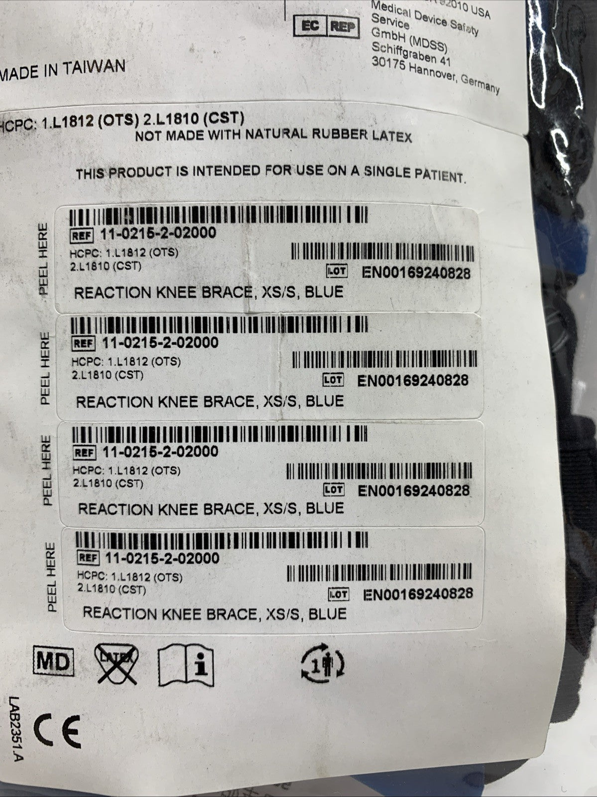 DonJoy Reaction Knee Brace Size S Black Blue Support Pain Relief Lightweight