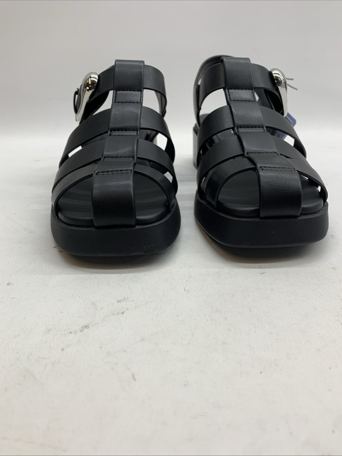 Women Sandals Aerosoles Dapper Sandal 8.5 Black Buckle Low Block Heel Square Toe