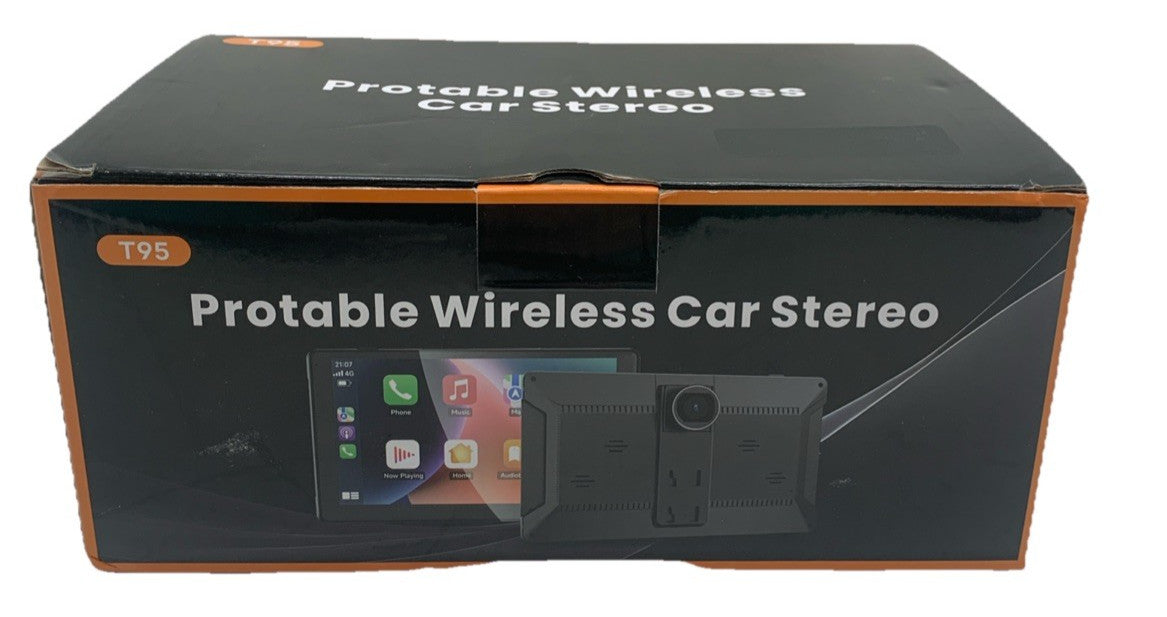 T95 Portable Wireless Carplay Stereo Touchscreen with 4K Dash Cam: Portable 9”